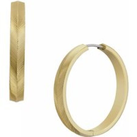 Fossil Oorbellen - Harlow Linear Texture Stainless Steel Hoop Earring in gold