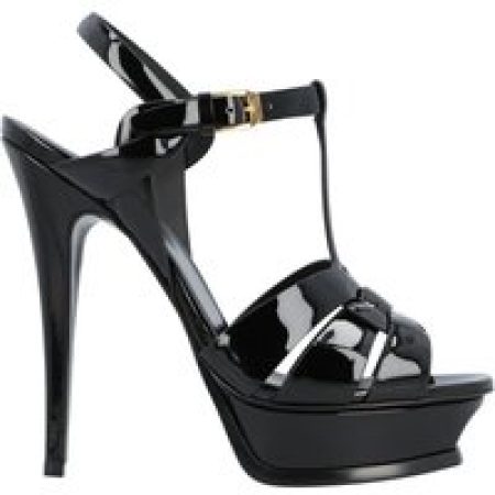 Saint Laurent Sandalen - Tribute Platform Sandals In Patent Leather Black in zwart