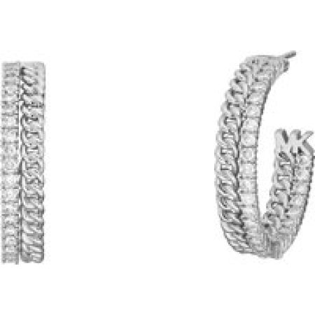 Michael Kors Oorbellen - Platinum-Plated Chain Hoop Earrings in silver