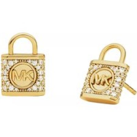 Michael Kors Oorbellen - 14K Gold-Plated Sterling Silver Pavé Lock Stud Ear in gold