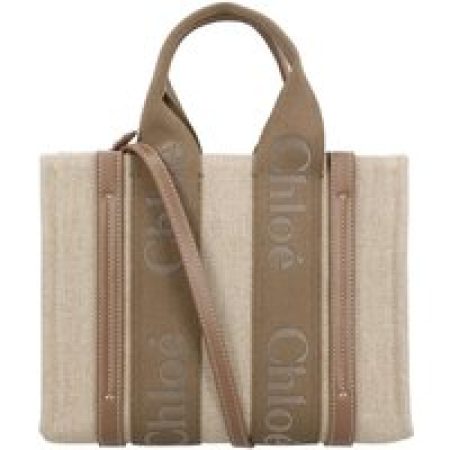 Chloé Shoppers & Totes - Small Woody Tote Bag In Linen in beige