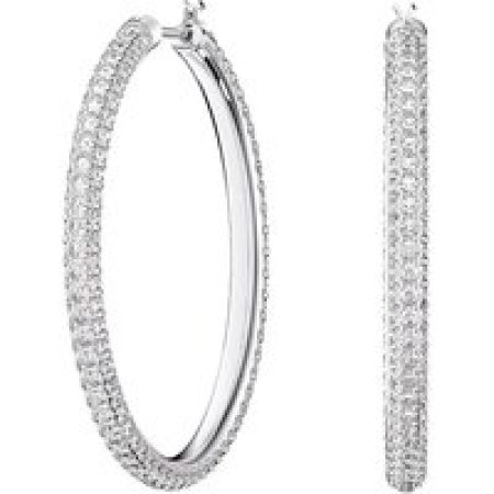 Swarovski Oorbellen - Stone hoop Pavé Large Rhodium plated in silver