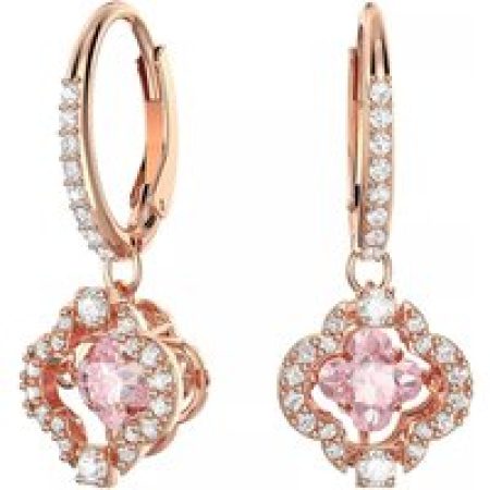 Swarovski Oorbellen - Sparkling Dance drop Clover rose gold-tone plated in quarz