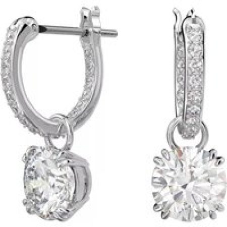 Swarovski Oorbellen - Constella drop Round cut Rhodium plated in silver