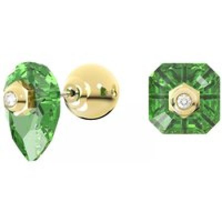 Swarovski Oorbellen - Numina Asymmetrical design Mixed cuts Gold-tone pl in green