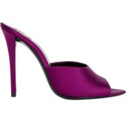 Saint Laurent Sandalen - Goldie Mules In Satin Crepe Purple in paars