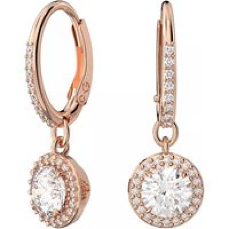 Swarovski Oorbellen - Constella drop Round cut Pavé rose gold in quarz