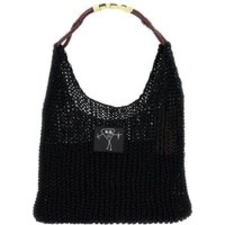 Plan C Shoppers & Totes - Mesh Shopping Bag With Braided Handle in zwart