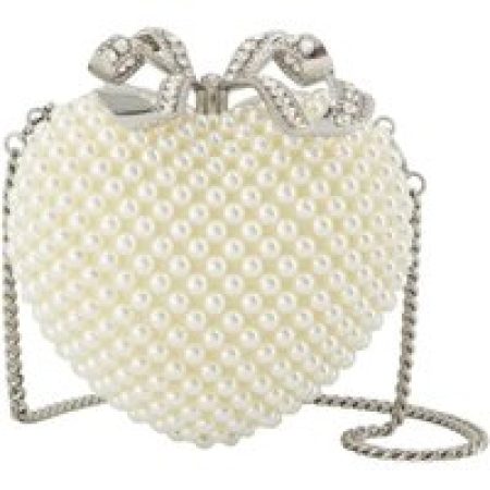 self-portrait Clutches - Pearl Heart Clutch - Polyester - White in beige
