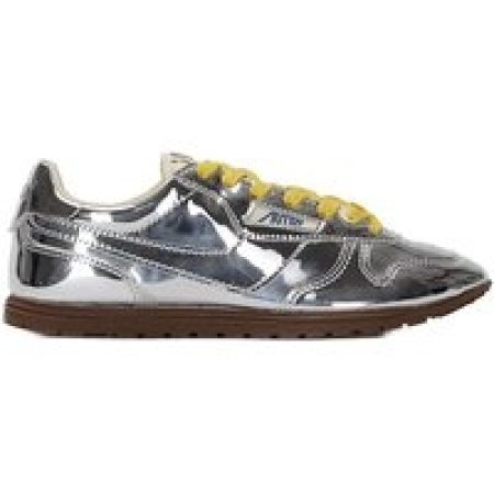 Autry Low-Top Sneakers - Front Lace Sneakers In Bright Yellow And Shiny Sil in zilver