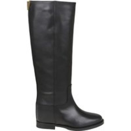 Via Roma 15 Boots - Knee-High Calf Leather Boots in zwart