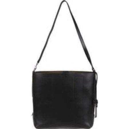 Hogan Hobo bags - Minimalist Black Leather Shoulder Bag in zwart