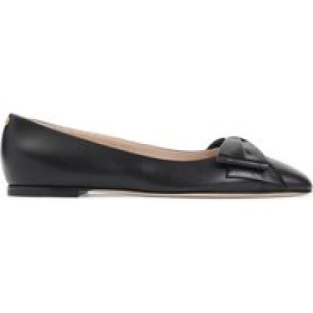 - Leather Ballerinas With Low Heel in zwart
