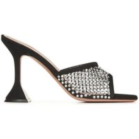 Amina Muaddi Sandalen - Black Suede Sandals With Hourglass Heel in zwart