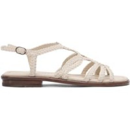 Pons Quintana Sandalen - Braided Leather Sandals With Adjustable Ankle Stra in beige