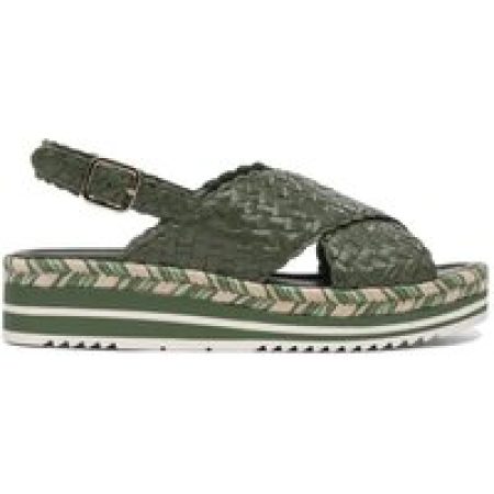 Pons Quintana Sandalen - Woven Leather Platform Sandals With Adjustable Buc in groen
