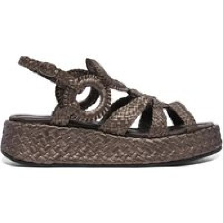 Pons Quintana Sandalen - Brown Woven Platform Sandals With Circular Accent in bruin
