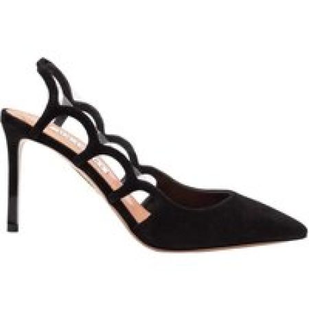 Aquazzura Hoge hakken - Suede Black Decollete' Bootie Pump 85 in zwart