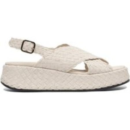 Pons Quintana Sandalen - Woven Leather Sandals With Cross-Strap Design in beige