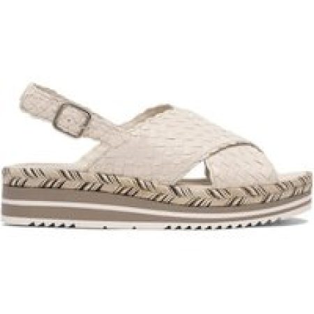 Pons Quintana Sandalen - Woven Leather Cross-Strap Sandals With Rubber Sole in beige