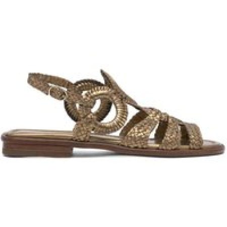 Pons Quintana Sandalen - Braided Bronze Sandals With Circular Accents in bruin