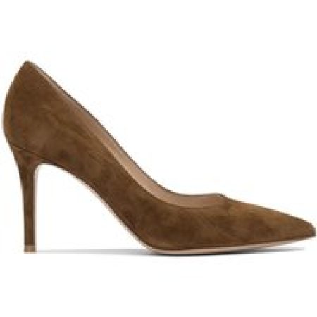 Gianvito Rossi Hoge hakken - Brown Suede Heeled Shoes in bruin