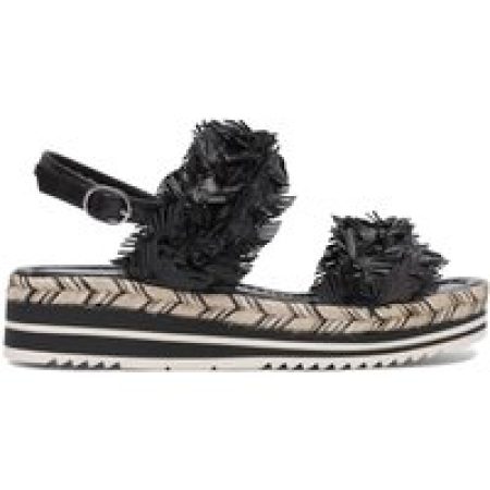 Pons Quintana Sandalen - Textured Black Leather Platform Sandals in zwart