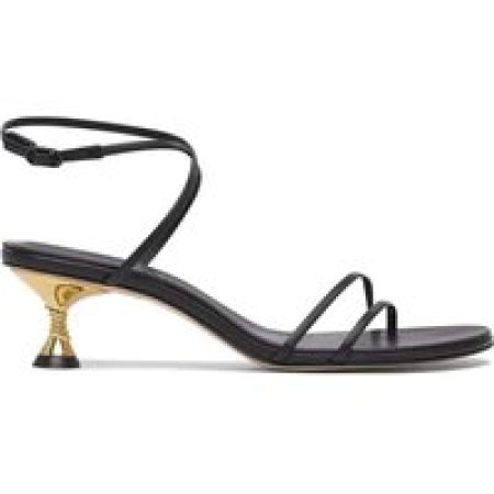 STUDIO AMELIA Sandalen - Black Leather Sandals With Gold Accent Heel in zwart