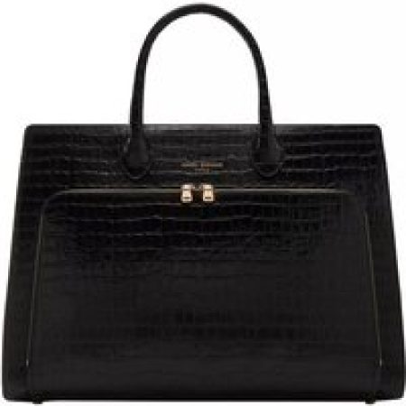 Isabel Bernard Totes - Honoré Nadine Croco Black Calfskin Leather Handbag in zwart