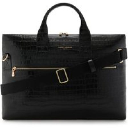 Isabel Bernard Aktetas - Honoré Anique croco black calfskin leather handbag in zwart