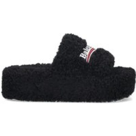 Balenciaga Sandalen - "Furry" Slide Sandals – Black in zwart