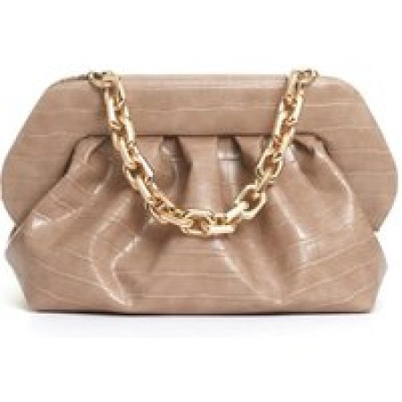 Themoirè Clutches - Beige Crocodile Print Clutch in bruin