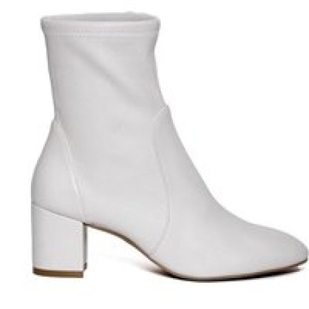 Stuart Weitzman Boots - White Suede Ankle Boot 60Mm Heel in wit