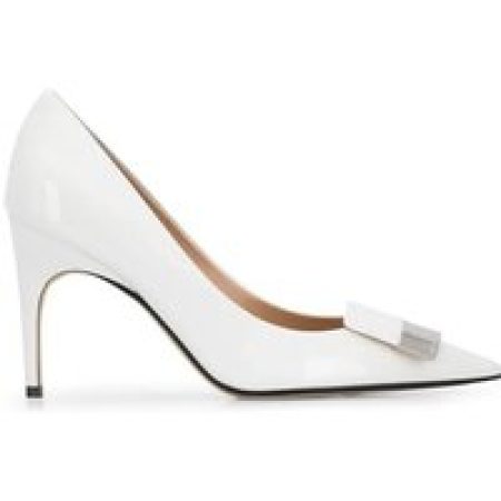 sergio rossi Hoge hakken - Pointed Toe Leather Pumps With Patent Finish in wit