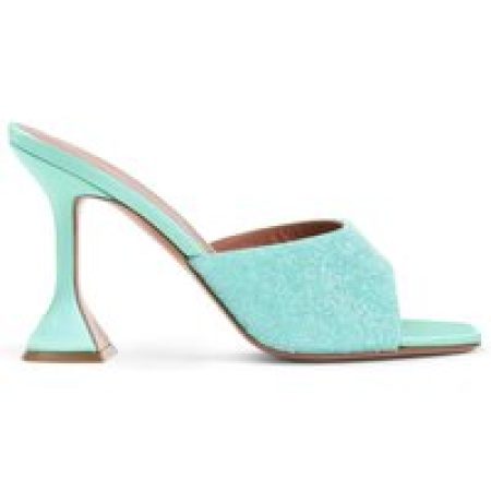 Amina Muaddi Sandalen - Satin Open-Toe Sandals With Crystal Embellishments in blauw