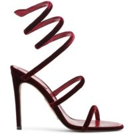 René Caovilla Sandalen - Spiral Design Velvet Heels With Ankle Wrap in rood