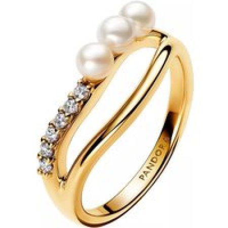 Pandora Ringen - 14k Gold-plated ring with treated freshwater cultu in white