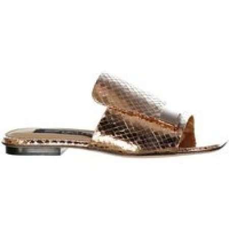 sergio rossi Sandalen - Leather Flat Sandals in bruin