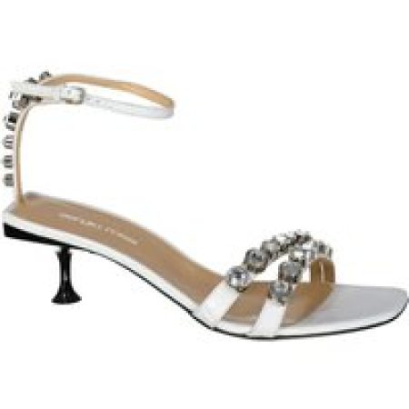sergio rossi Sandalen - Leather Crystal Sandals in wit