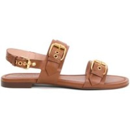 Agl Sandalen - Low Cuoio Sandals With Gold Buckles in bruin