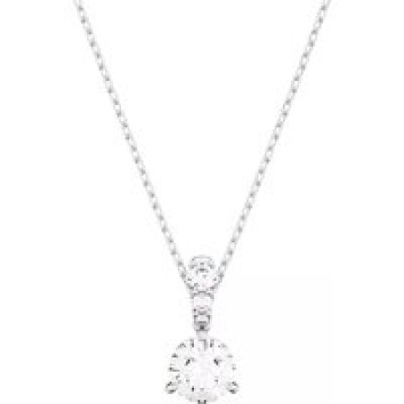 Swarovski Kettingen - Solitaire Necklace Round cut Rhodium plated in white