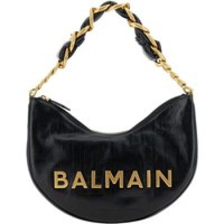 Balmain Hobo bags - Curved Black Leather Shoulder Bag in zwart