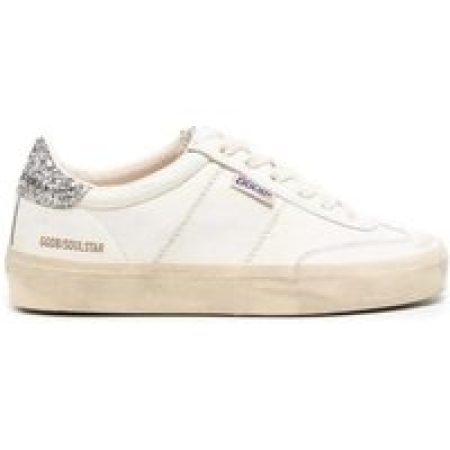 Golden Goose Low-Top Sneakers - Low-Top White Leather Sneakers With Glitter Heel T in wit