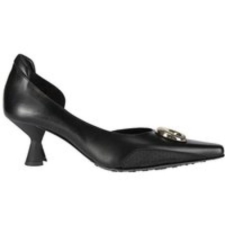 Marine Serre Hoge hakken - Black Slip-On Shoe With Gold Logo Plaque in zwart