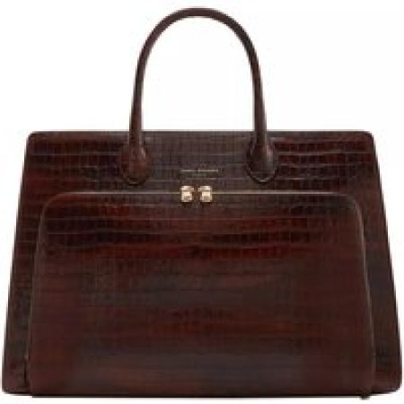 Isabel Bernard Totes - Honoré Nadine Croco Brown Calfskin Leather Handbag in bruin