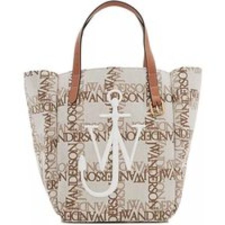 J.W.Anderson Totes - Double Logo Print Canvas Tote Bag in beige