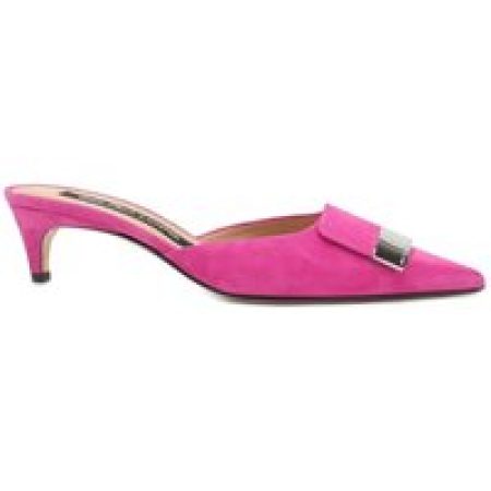 sergio rossi Slippers & Mules - Leather Mules With Pointed Toe And Buckle Detail in roze