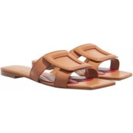 Roger Vivier Slippers - Stitching Buckle Mules In Leather in bruin