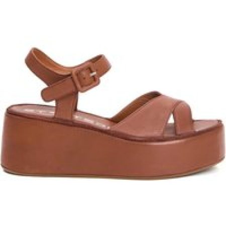 Strategia Sandalen - Cross-Strap Wedge Sandals In Soft Cuoio Leather in bruin