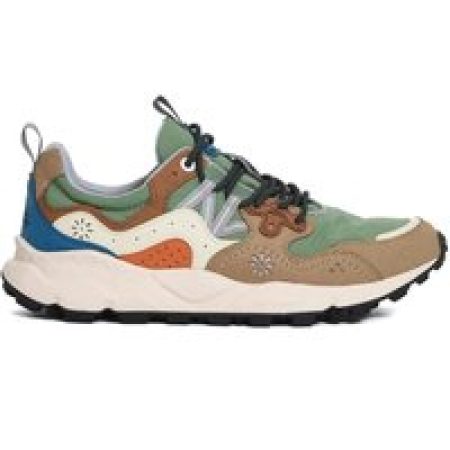 Flower Mountain Low-Top Sneakers - Yamano Suede Beige Orange And Blue Sneakers in beige